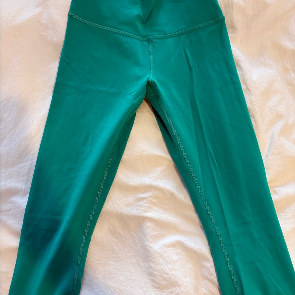 lululemon align cropped leggings in turquoise green